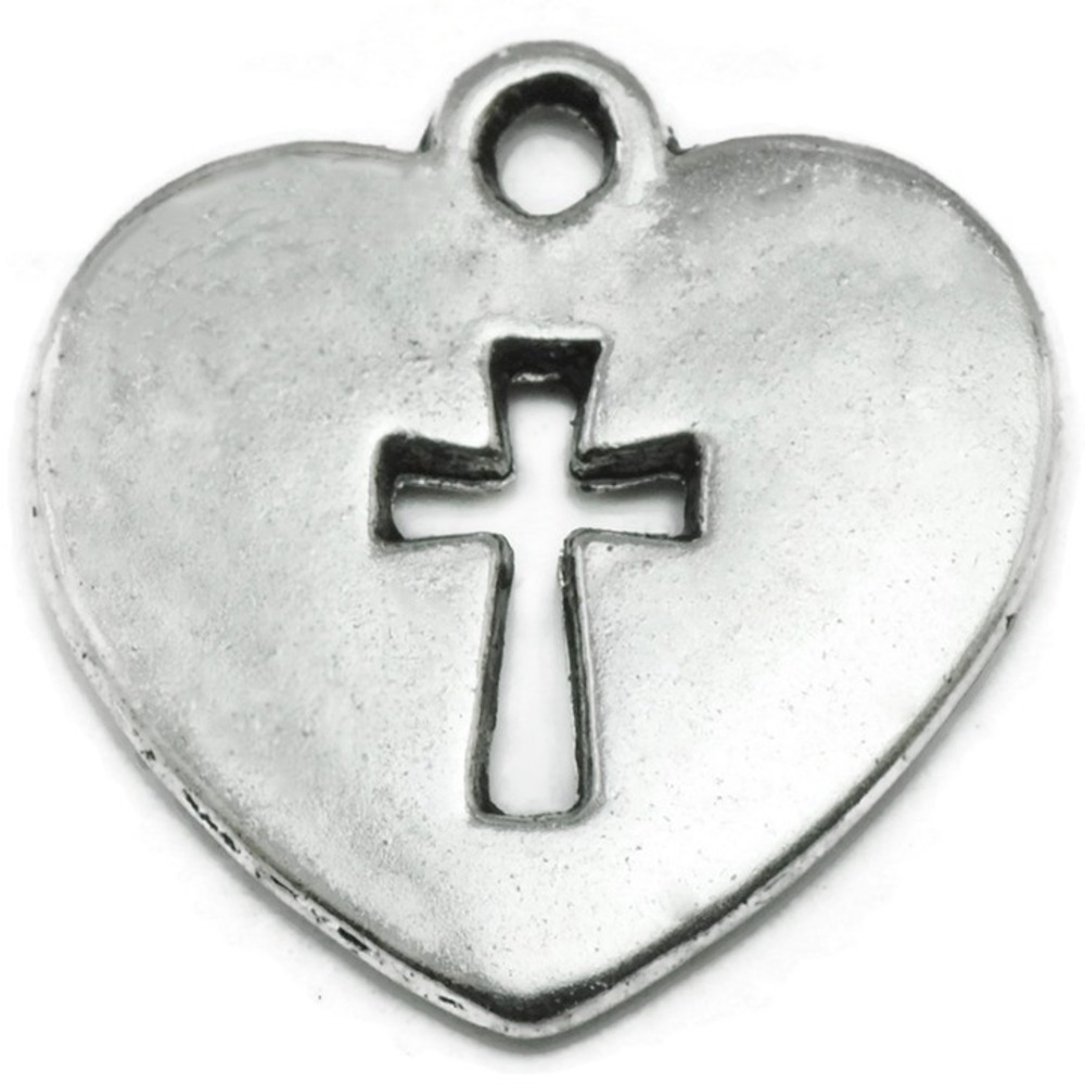 8pcs Heart Cross‎ Charms, jewelry making supplies